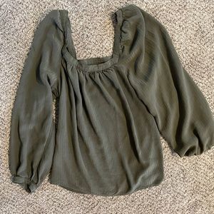 Army Green Square neck top